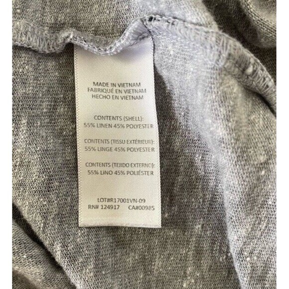 ONIA Chad Color Block Macro Stripe Linen Blend T-shirt Heather Grey Large EUC - Picture 4 of 6